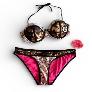 Floral animal print bikini